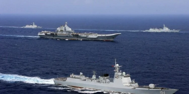 Військові кораблі Росії та Китаю під час навчань «Спільне море-2026»